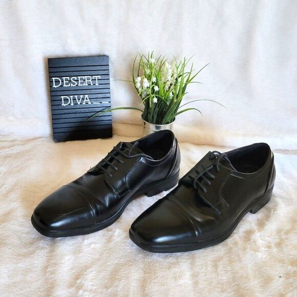 Van Heusen Mens Shoes Black 9  Hank Oxford Lace Up Formal Shoes - Picture 6 of 10